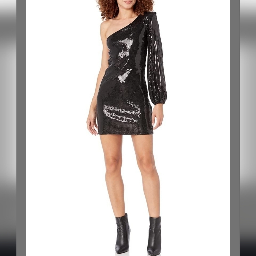 One-Shoulder Black Sequin Dress NWT